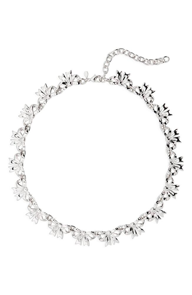 Sandy Liang Bow Link Collar Necklace in Silver Cover