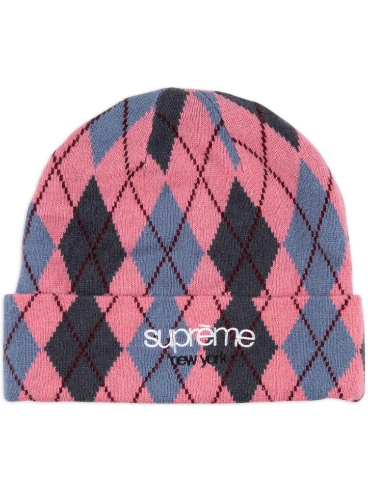 Supreme "Dusty Magenta" argyle-check cashmere beanie - Pink Cover