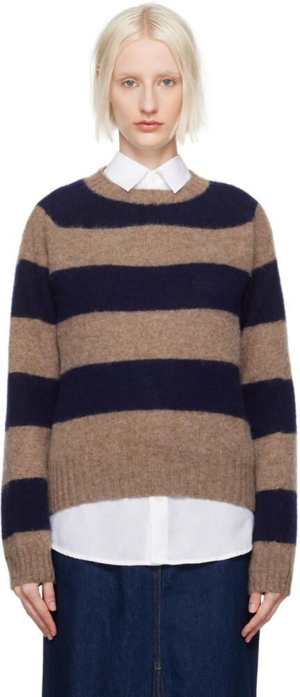 YMC Taupe & Navy Jets Stripe Sweater Cover