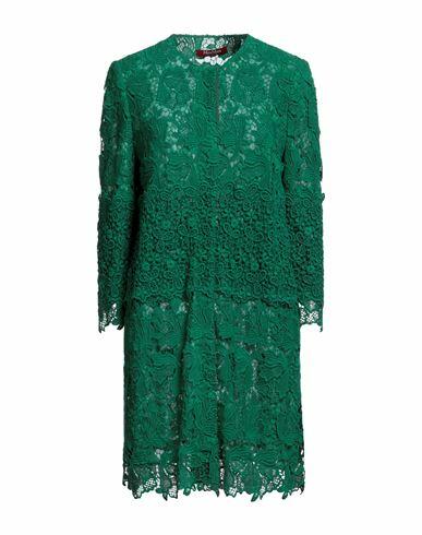 Max Mara Studio Woman Overcoat & Trench Coat Emerald green Cotton, Polyester Cover