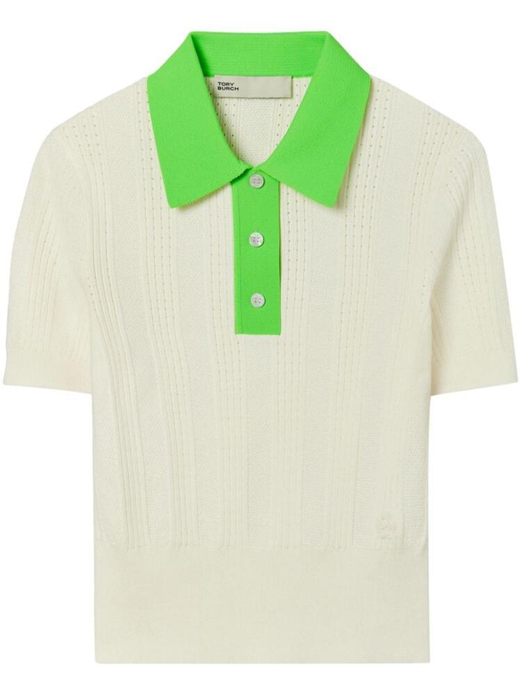 Tory Burch cotton pointelle polo shirt - Green Cover