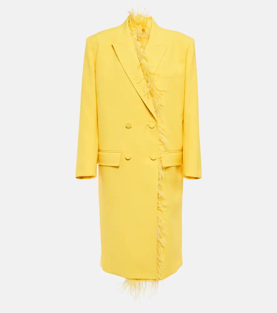 Valentino Feather-trimmed virgin wool coat Cover