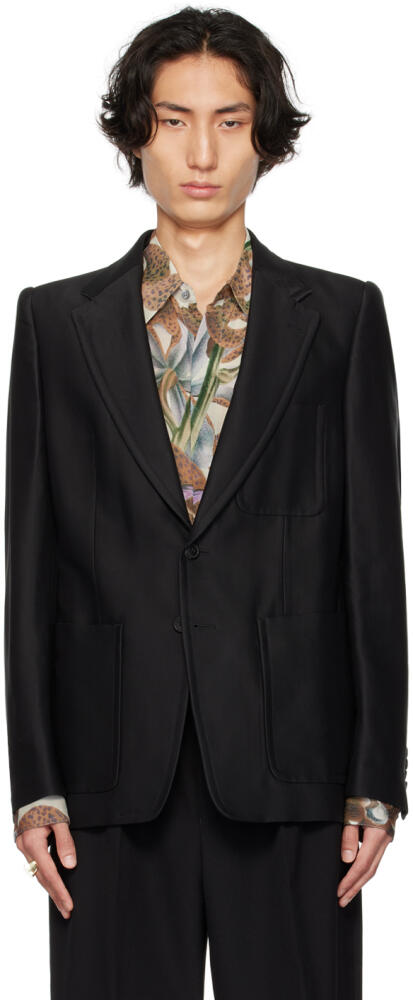 Dries Van Noten Black Patch Pocket Blazer Cover