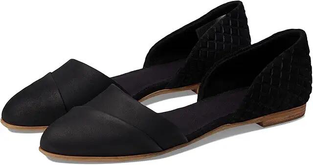 TOMS Jutti D'orsay (Black Leather/Embossed Waffle) Women's Flat Shoes Cover