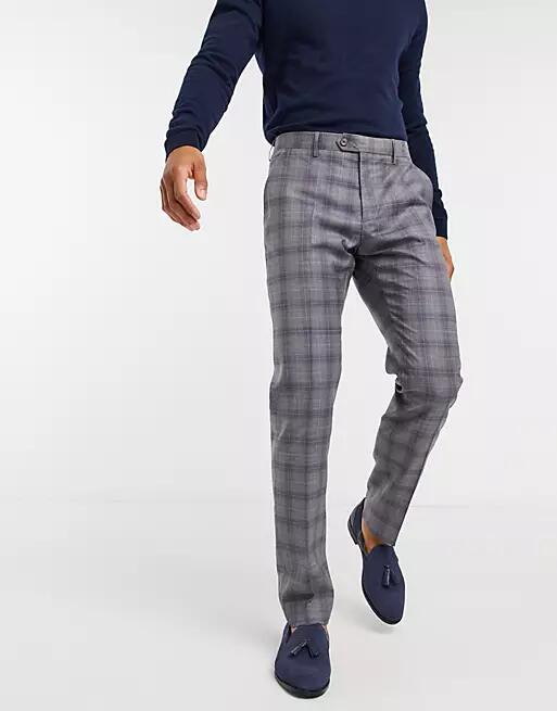 Ted Baker Dorlnt slim-fit debonair check smart pants-Grey Cover