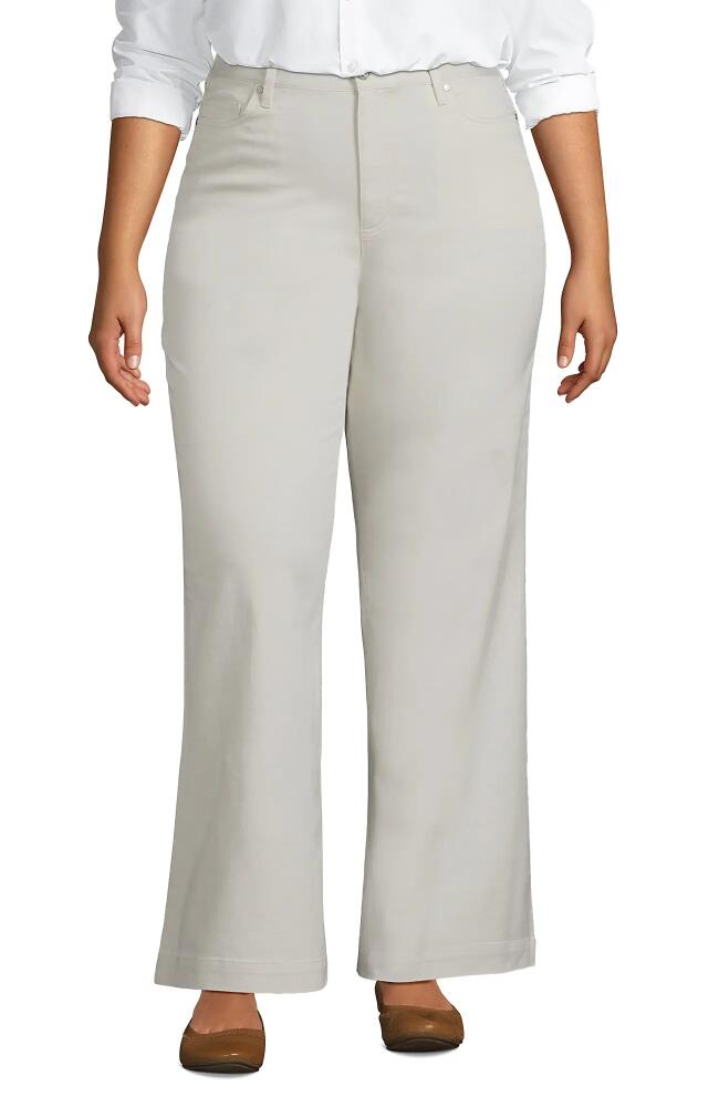 Lands' End High Rise 5 Pocket Wide Leg Chino Pants in Light Stone Cover