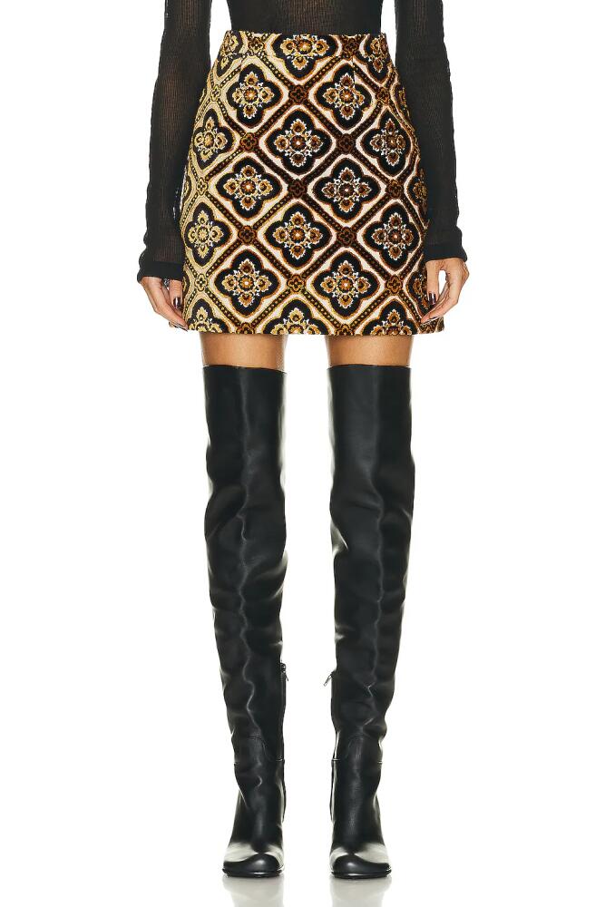 Etro Printed Mini Skirt In Black in Mustard Cover