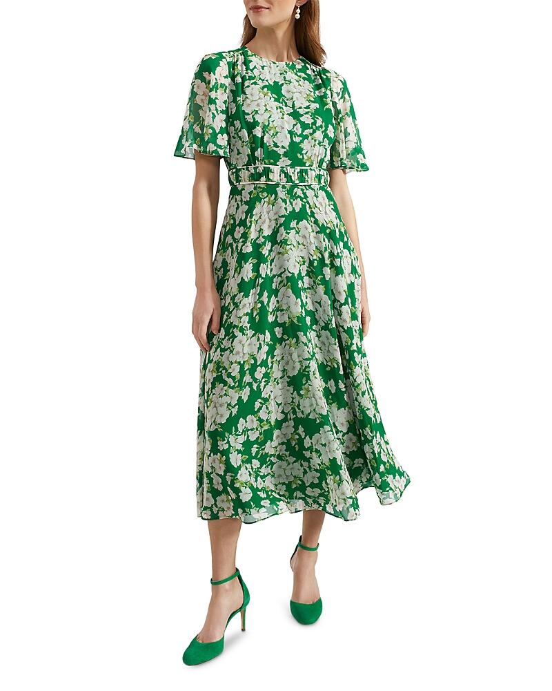 Hobbs London Bronwyn Floral Print Silk Midi Dress Cover