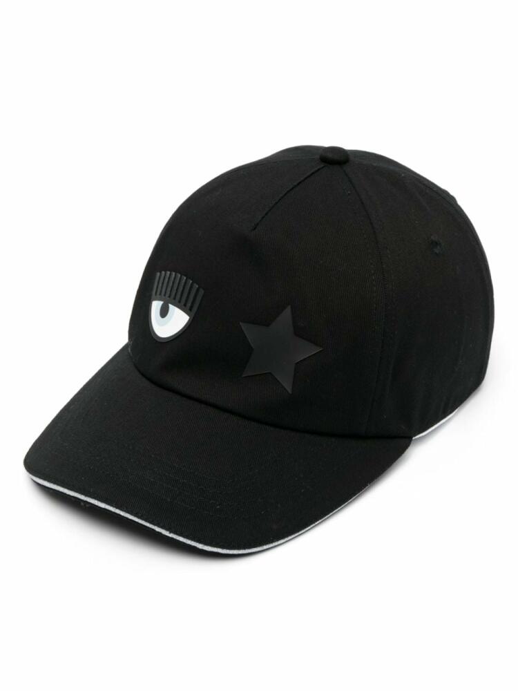 Chiara Ferragni Eyelike-motif cotton baseball cap - Black Cover