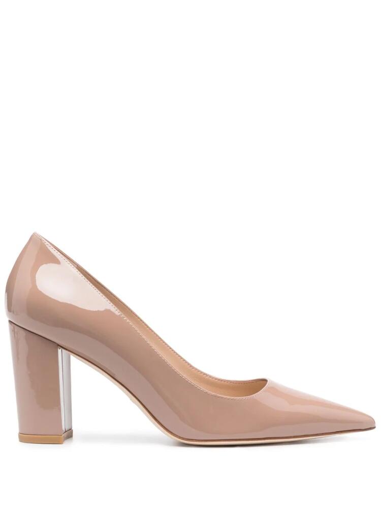 Stuart Weitzman Block 85mm leather pumps - Neutrals Cover