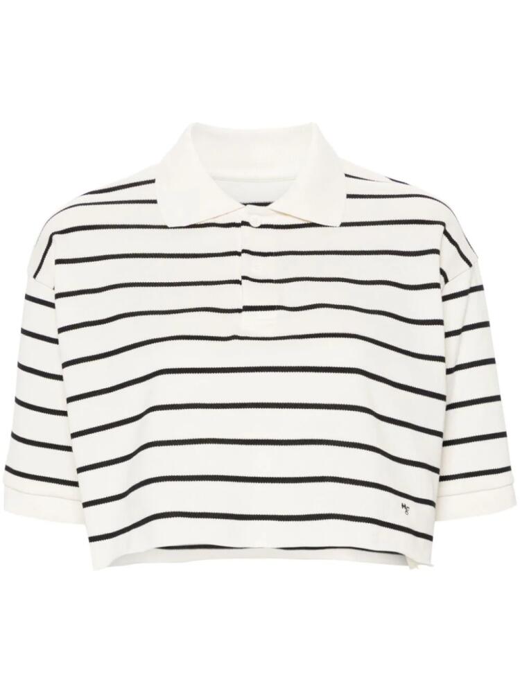 HommeGirls striped cotton polo shirt - White Cover