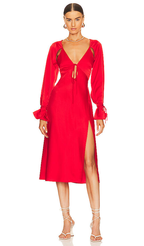 L'Academie Connor Midi Dress in Red Cover