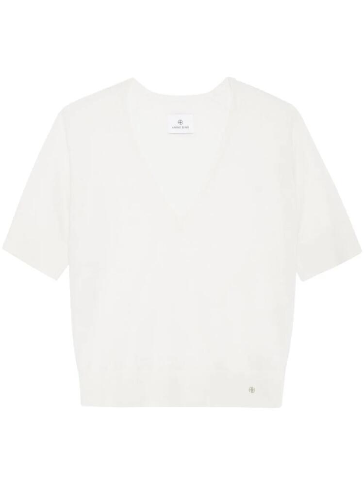 ANINE BING Aria logo-plaque T-shirt - White Cover