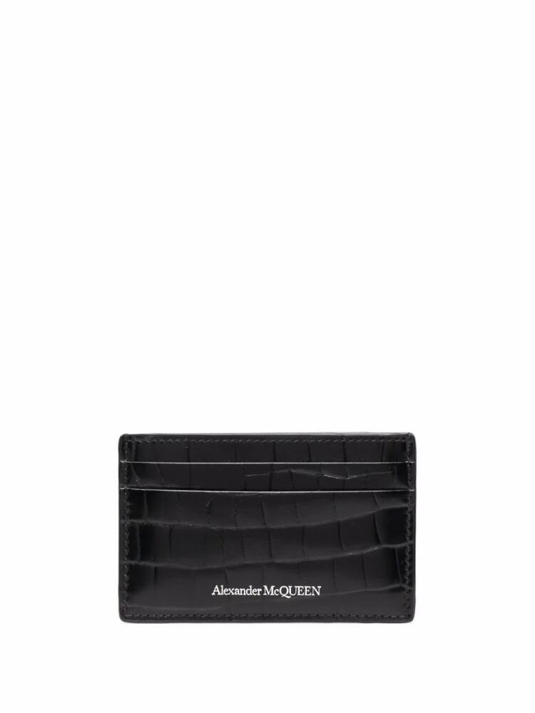 Alexander McQueen crocodile-effect leather cardholder - Black Cover