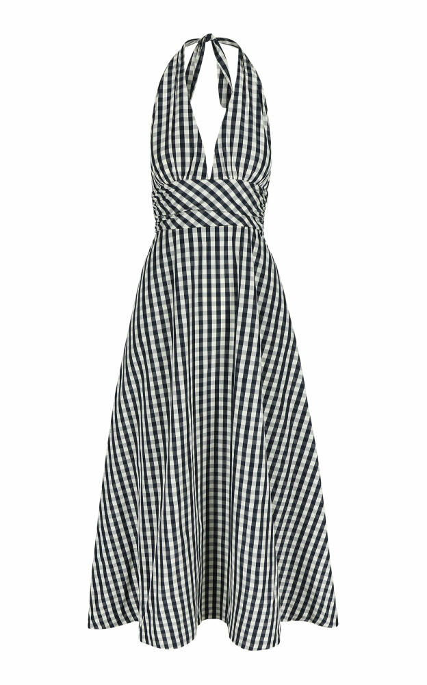 Bernadette - Marilyn Gingham Taffeta Maxi Halter Dress - Navy Cover