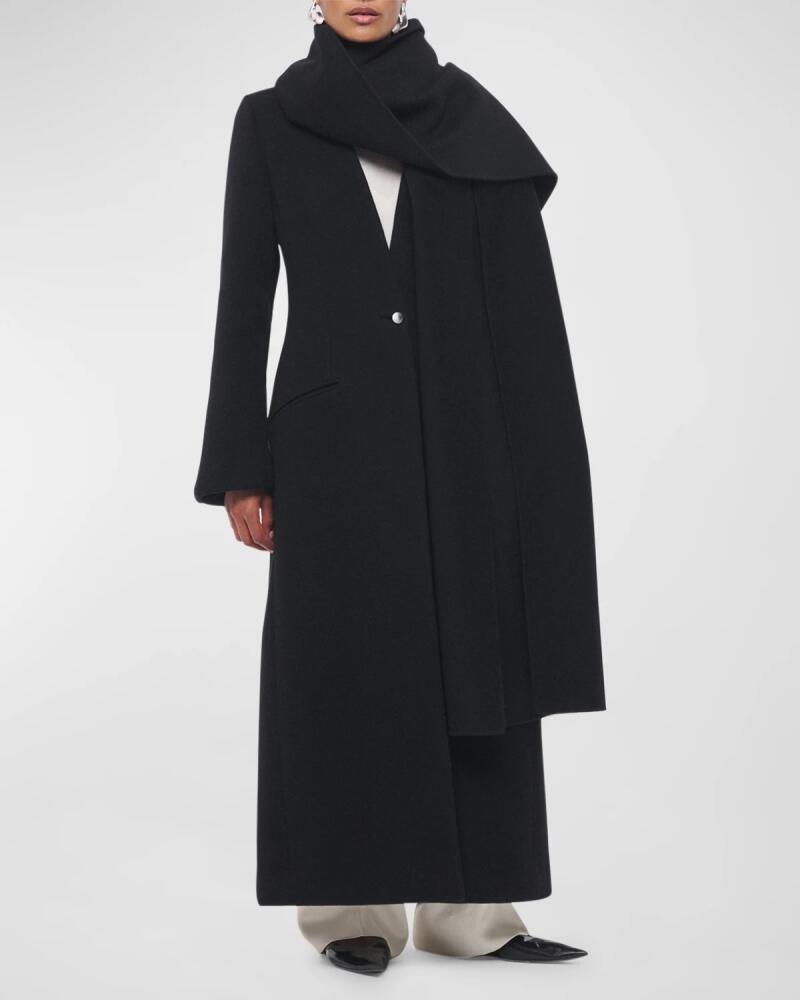 Another Tomorrow Long Deep V Scarf Cashmere Coat Cover