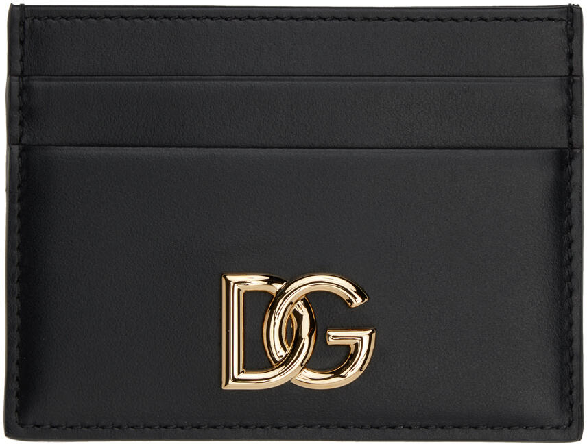 Dolce&Gabbana Black Calfskin 'DG' Logo Card Holder Cover