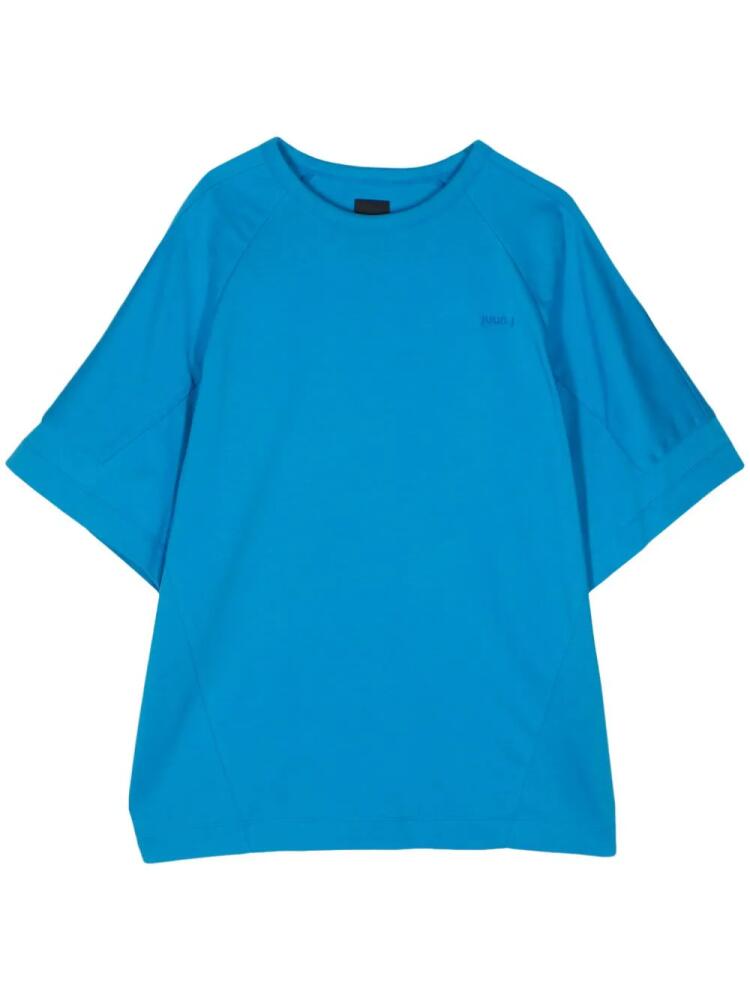 Juun.J embroidered-logo cotton T-shirt - Blue Cover