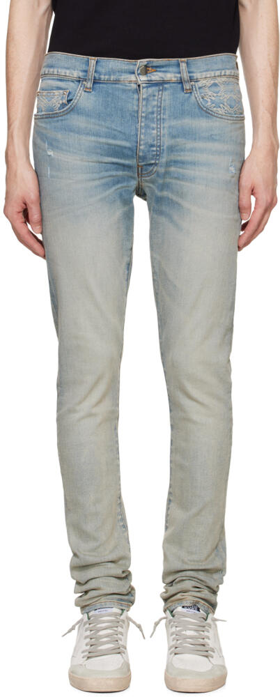 AMIRI Blue MA Quad Contrast Skinny Jeans Cover