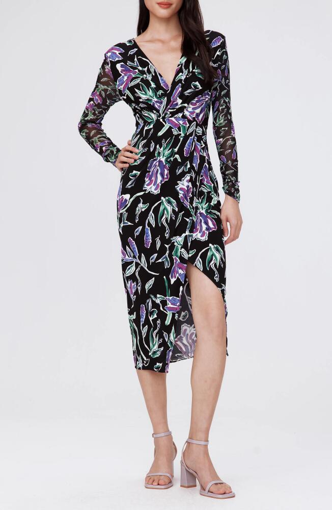 Diane von Furstenberg Vivianne Floral Long Sleeve Midi Dress in Tulip Fields Vt Lg/Sm Cover