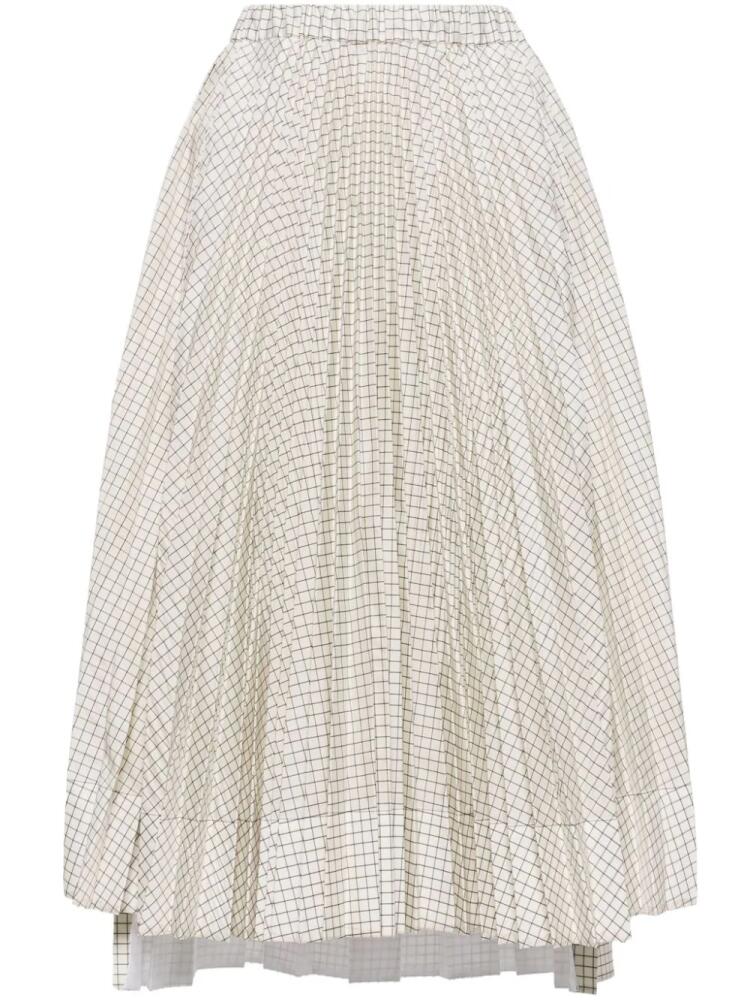 Plan C grid-pattern taffeta midi skirt - White Cover