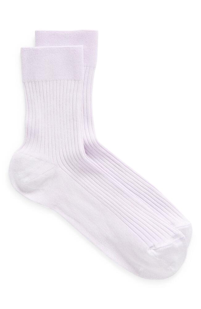 Nordstrom Shine Rib Crew Socks in Purple Petal Cover