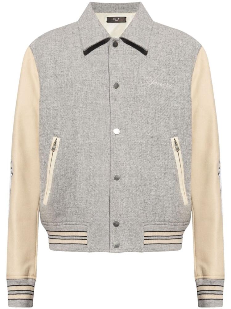 AMIRI contrasting-sleeve bomber jacket - Grey Cover