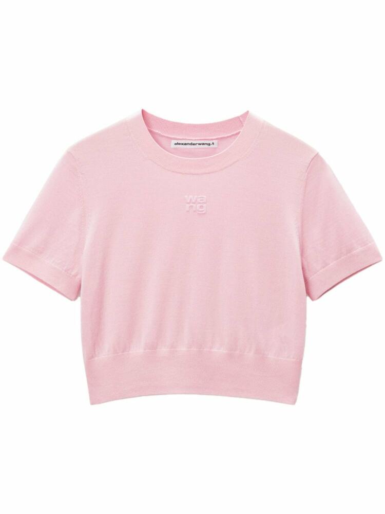 Alexander Wang logo-embossed knitted T-shirt - Pink Cover