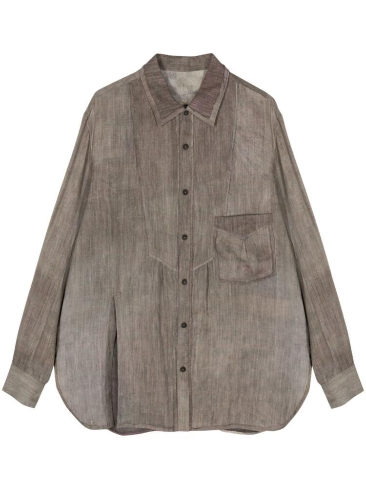 Ziggy Chen long-sleeve silk-blend shirt - Grey Cover