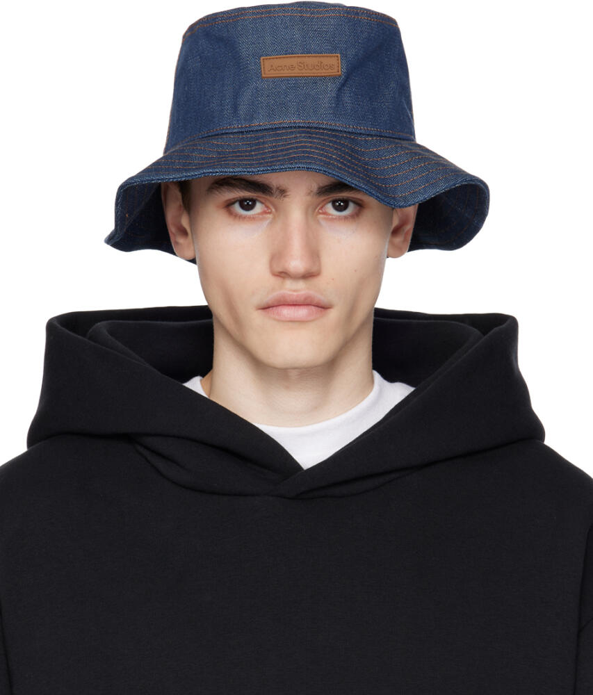 Acne Studios Indigo Patch Denim Bucket Hat Cover