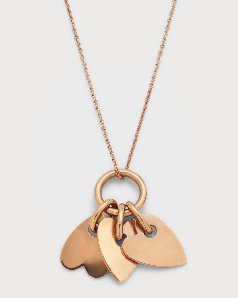 GINETTE NY 18k Rose Gold Angele 3-Mini Hearts Pendant Necklace Cover