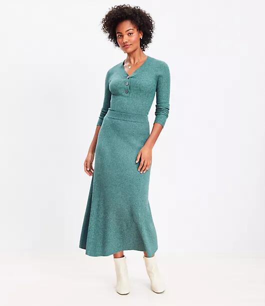 Loft Marled Ribbed Midi Sweater Skirt Cover