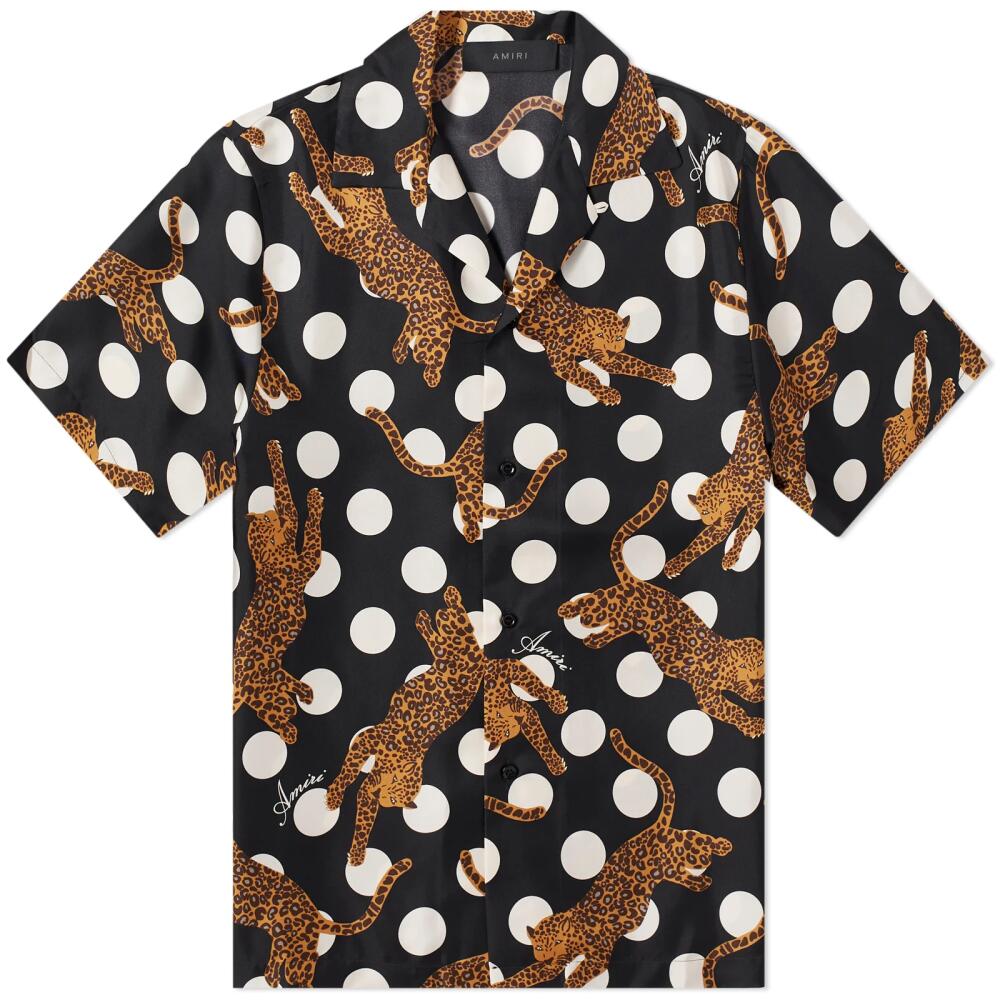 AMIRI Men's Leopard Polka Short Sleeve Vacation Shirt in Black Cover