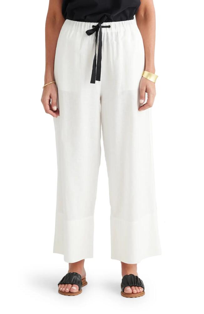 Brave+True Elevate Linen & Cotton Drawstring Pants in White Cover