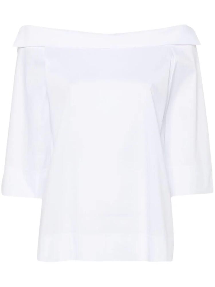 D.Exterior off-shoulder poplin blouse - White Cover