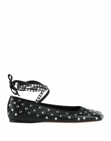 Amina Muaddi Woman Ballet flats Black Leather Cover