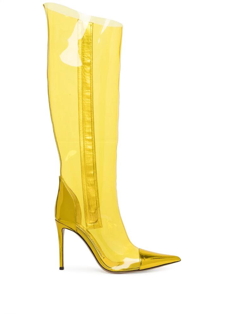 Alexandre Vauthier translucent knee-high boots - Yellow Cover