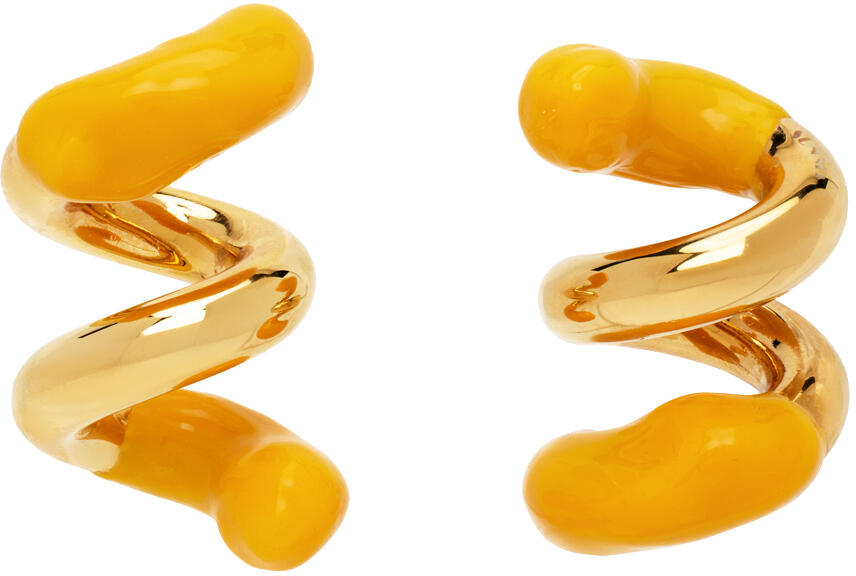 SUNNEI Gold & Orange Rubberized Fusillo Earrings Cover