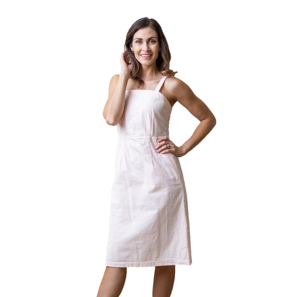 Hope & Henry Womens' Seersucker Sheath Dress in Light Pink Seersucker Cover