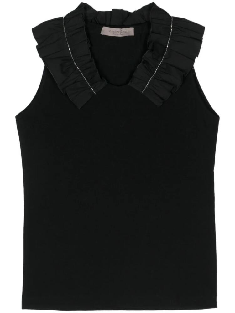 D.Exterior ruffle-detail tank top - Black Cover