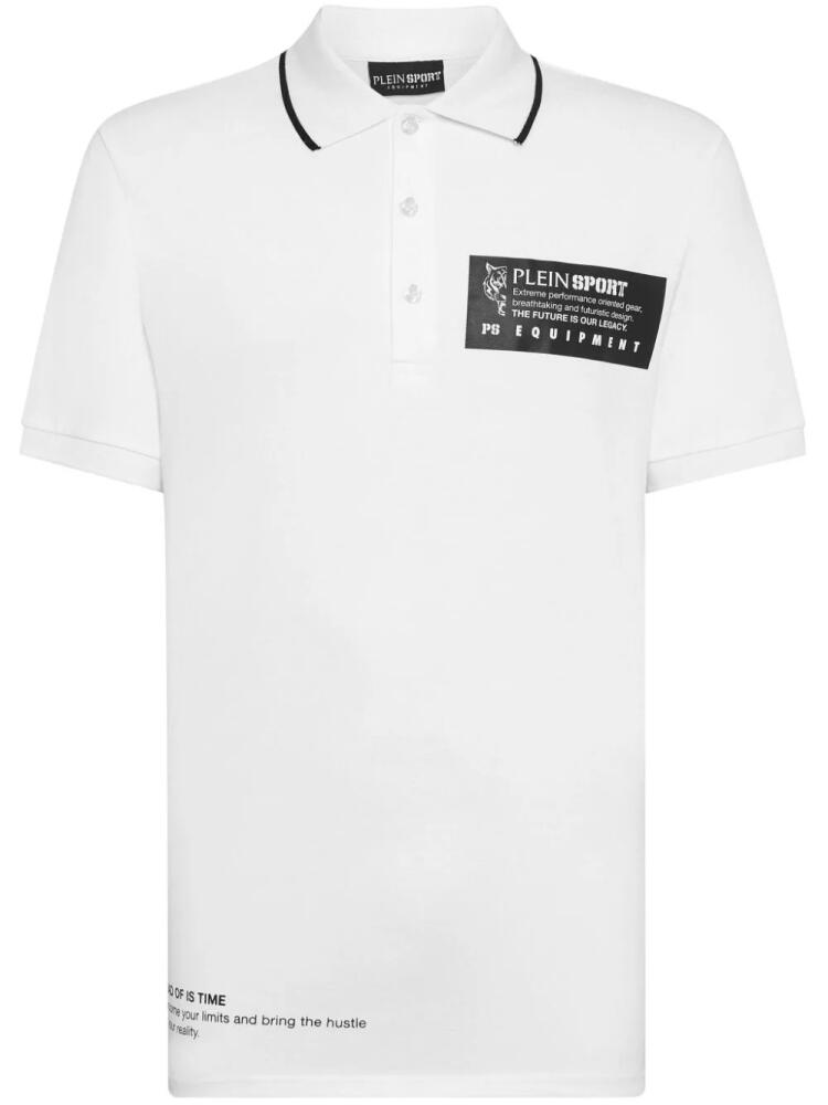 Plein Sport logo-print piqué polo shirt - White Cover