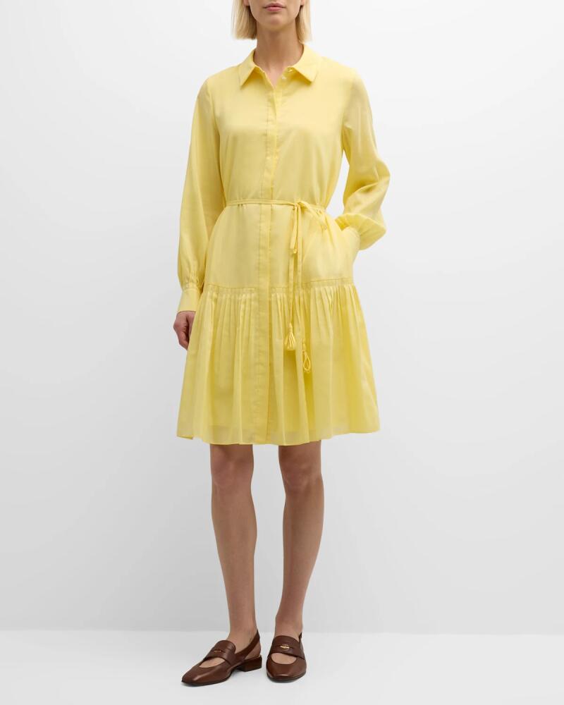 Kobi Halperin Viola Pleated Cotton-Silk Midi Shirtdress Cover