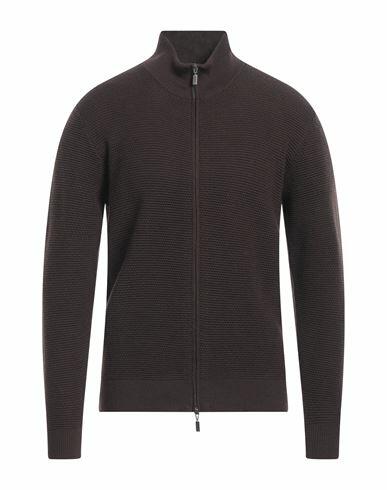 Filippo De Laurentiis Man Cardigan Dark brown Merino Wool Cover