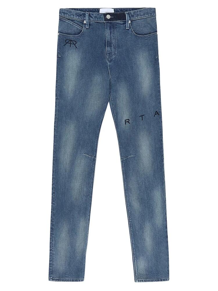 RTA Men's Logo High Rise Slim Fit Jeans - Medium Blue Cover