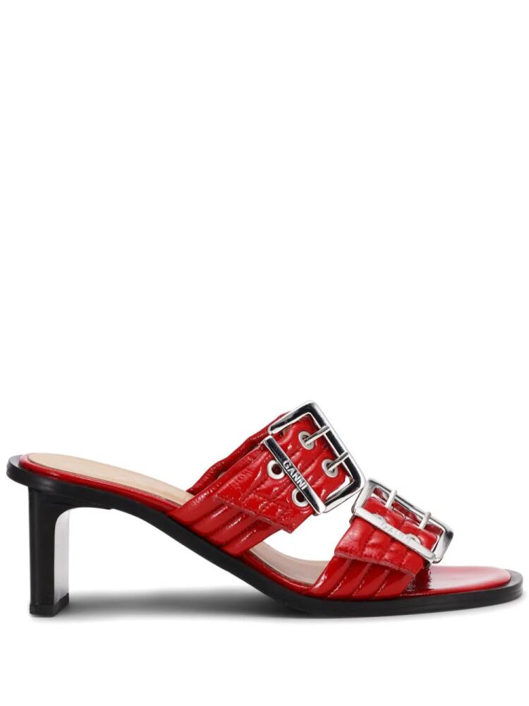 GANNI belted buckled mules - Red Cover