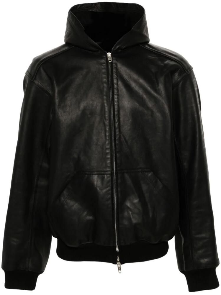 Balenciaga leather hooded bomber jacket - Black Cover