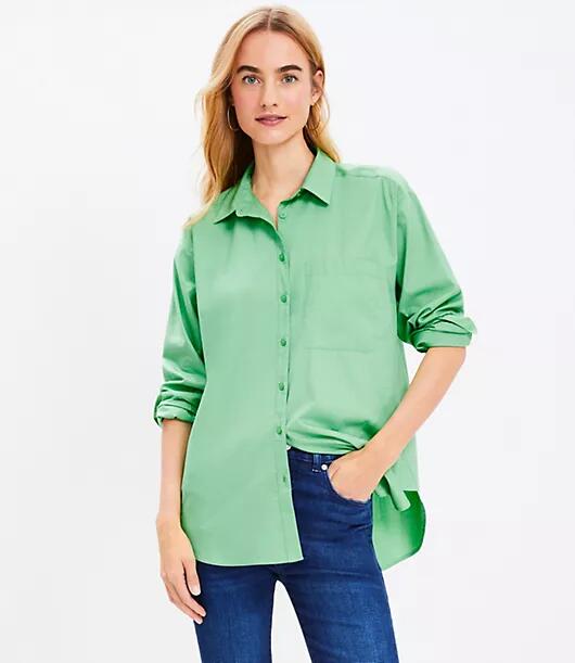 Loft Cotton Blend Oversized Shirt Cover