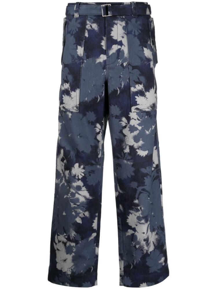 Maison Kitsuné abstract-print straight-leg jeans - Blue Cover