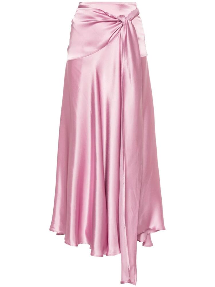 Amen wraparound satin midi skirt - Pink Cover