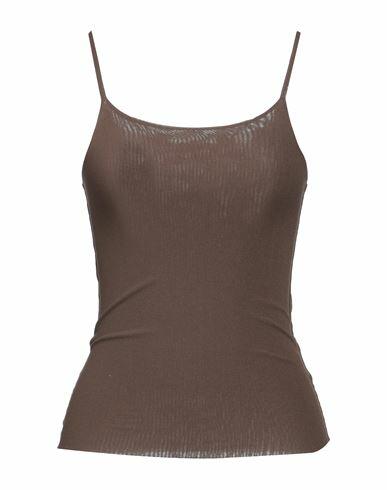 Emisphere Woman Tank top Dark brown Polyamide Cover